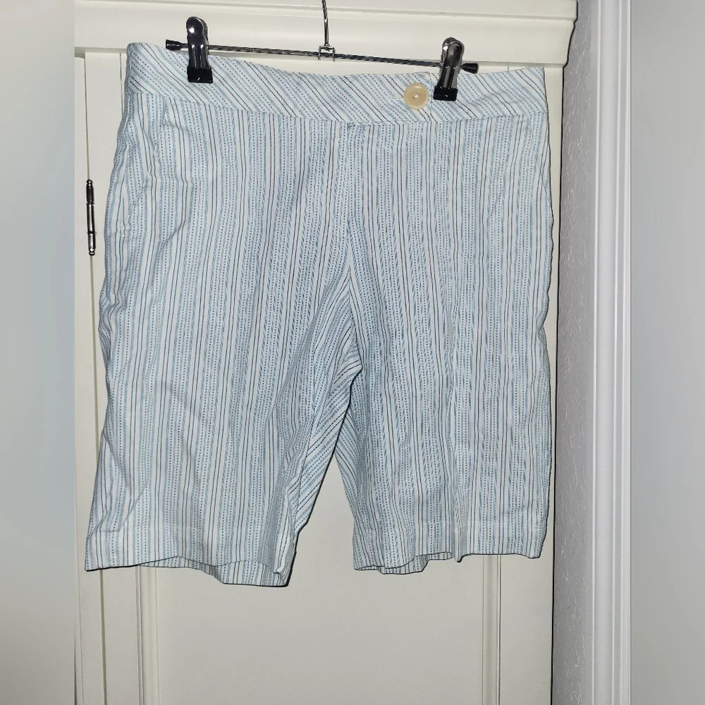 Talbots Chic Striped Shorts in Blue and White